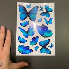 Cartela Adesivo Decorativo De Parede Borboletas Azul Jardim Foto mini  2