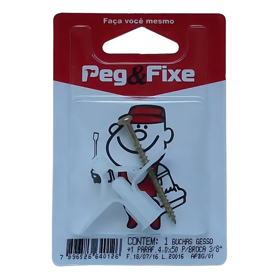 Cartela Bucha Fixacao Drywal 10+parafuso Phillips Peg&fixe K Foto 1