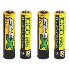 Cartela Com 4 Pilhas Recarregável Aaa 1000mah -flex Foto  mini 1