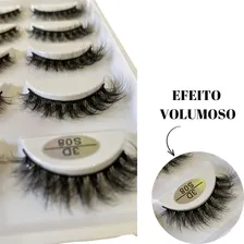 Cartela Com 5 Pares Cilios Postiços Mink S08 Efeito Volumoso Foto mini  3