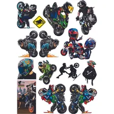 Cartela De Adesivo Moto No Grau Com 14 Peças Moto, Bike Cor cores Foto  mini 1