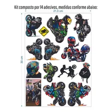 Cartela De Adesivo Moto No Grau Com 14 Peças Moto, Bike Cor cores Foto mini  2