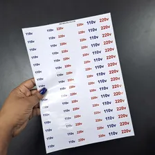 Cartela Etiquetas Adesivos De Voltagem 110/220v Fios E Cabos Foto mini 3