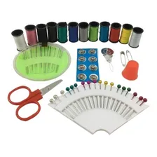 Cartela Kit Costura Agulhas Alfinetes Tesoura -12 Carreteis Foto mini 3