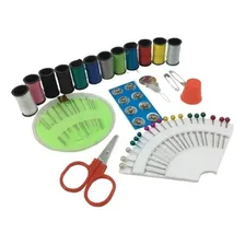 Cartela Kit Costura Agulhas Alfinetes Tesoura -12 Carreteis Foto mini 1