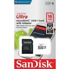 Cartão De Memória 16gb Micro Sd Ultra 80mbs Sandisk Foto mini 1