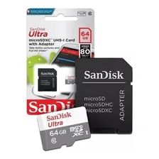 Cartão De Memória Micro Sd 64gb Sandisk Ultra 80mbs Class 10 Foto mini 1