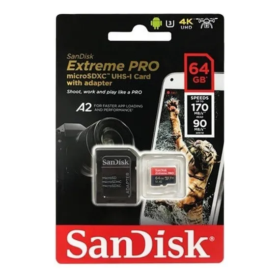 Cartão Memória Sandisk Extreme Pro Micro Sdxc 64gb A2 Foto 1