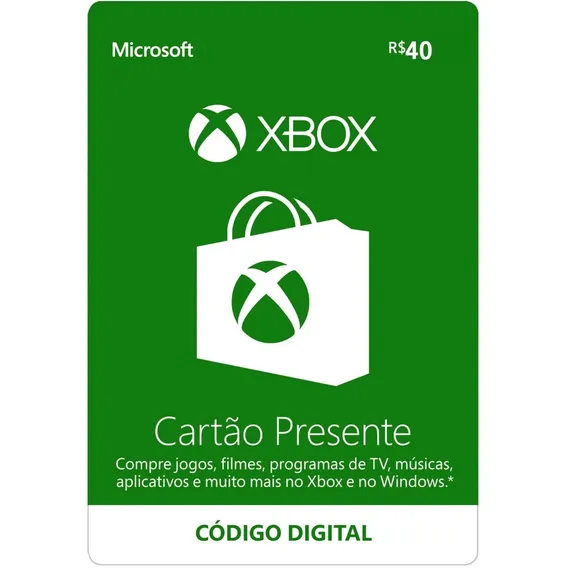 Cartão Presente Xbox Gift Card Microsoft Brasil Reais Foto 1