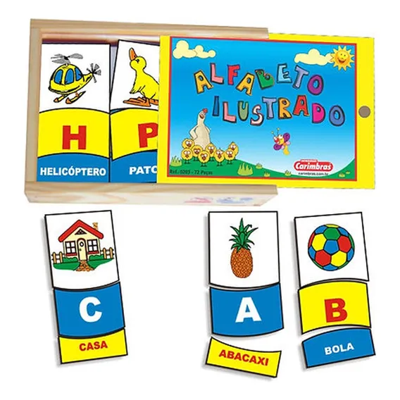 Cartões De Aprendizagem Infantil Carimbras Alfabeto Ilustrado - 203 De 72 Peças Com Temática Alfabeto Foto 1