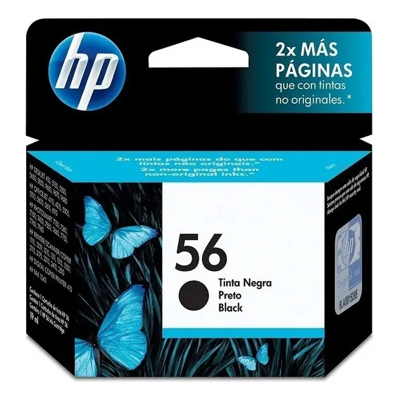 Cartucho Hp 56 Jato De Tinta Preto 19,5ml C6656ab Foto 1
