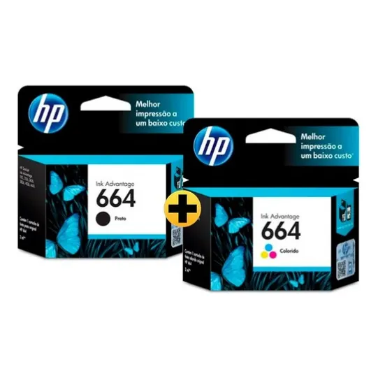 Cartucho Hp 664 Preto (f6v29ab) + Hp 664 Colorido (f6v28ab) Foto 1