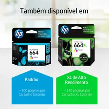Cartucho Para Impressora Hp Ink Advantage 664xl Alto Rendimento F6v30ab Colorido Foto mini 2