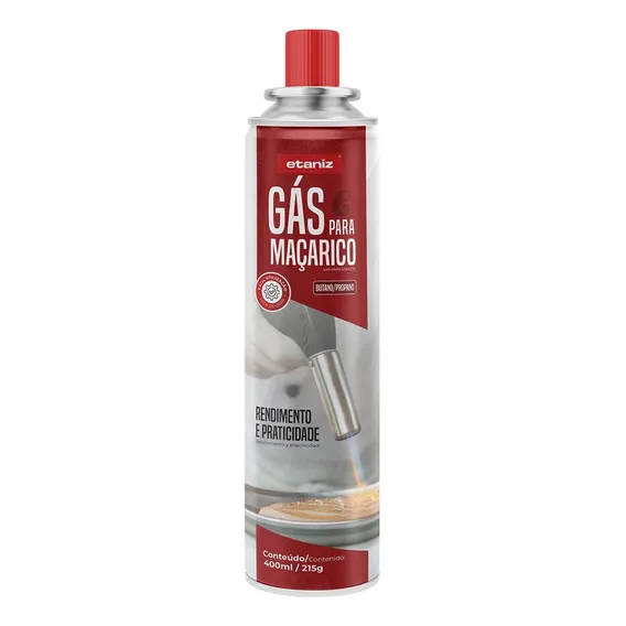 Cartucho Refil Gás Maçarico Etaniz 400ml 215g Foto 1