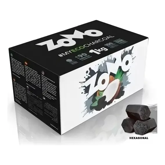 Carvão Para Narguile De Coco Zomo Hexagonal 1kg Foto 1