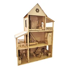 Casa Boneca Barbie Mobiliada 29 Moveis 129x88x42 Mdf Foto  mini 1