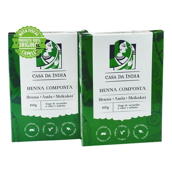 Casa Da India Henna Indiana Composta Herbal 2 Unidades Foto 1