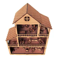 Casa De Boneca 60cm + Kit M贸veis Polly Lol Mdf Cru Foto mini 2