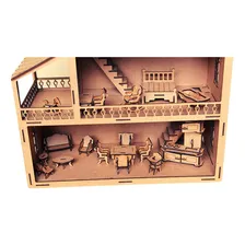 Casa De Boneca 60cm + Kit M贸veis Polly Lol Mdf Cru Foto mini 3
