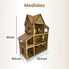 Casa de boneca infantil em mdf pintado + parquinho Grupo Paraiso Foto mini 3