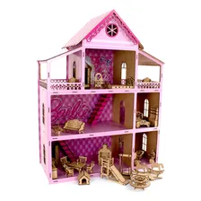 Casa de bonecas Casa de bonecas MDF Criativa MDF Criativa Casa de boneca Casinha MDF rosa 80cm 831 rosa Foto mini 1
