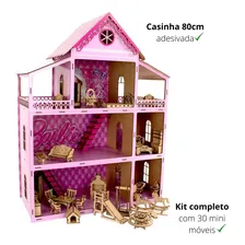 Casa de bonecas Casa de bonecas MDF Criativa MDF Criativa Casa de boneca Casinha MDF rosa 80cm 831 rosa Foto mini 3
