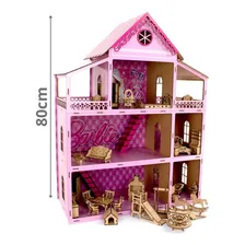 Casa de bonecas Casa de bonecas MDF Criativa MDF Criativa Casa de boneca Casinha MDF rosa 80cm 831 rosa Foto mini 2