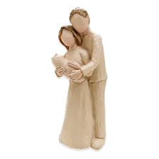Casal C/ Bebê No Colo Resina 15x5 Estatua Decoração Anjinho Foto mini 1