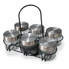Casambiente Jgpo008 jogo porta condimentos vidro/suporte metal 6pçs Foto mini  2