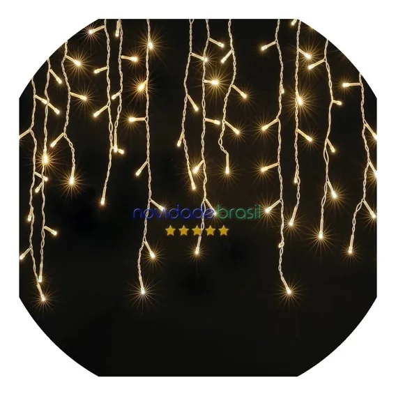 Cascata 400 Leds 10 Metros Branca Quente Natal Pisca Ou Fixa Cor Das Luzes Branco-quente 220v Foto 1