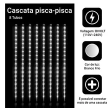 Cascata 8 Tubos LED Queda Pisca Pisca Chuva Gelo 50cm Luz Branco Foto mini 2
