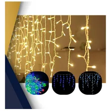 Cascata Luz De Led Natal 400l 10m Fixo Emenda Luzes Branco Quente 110v Foto mini 1