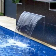 Cascata Para Piscina 150cm 1,5m Embutir Fibra Bico Aço Inox Foto mini  2