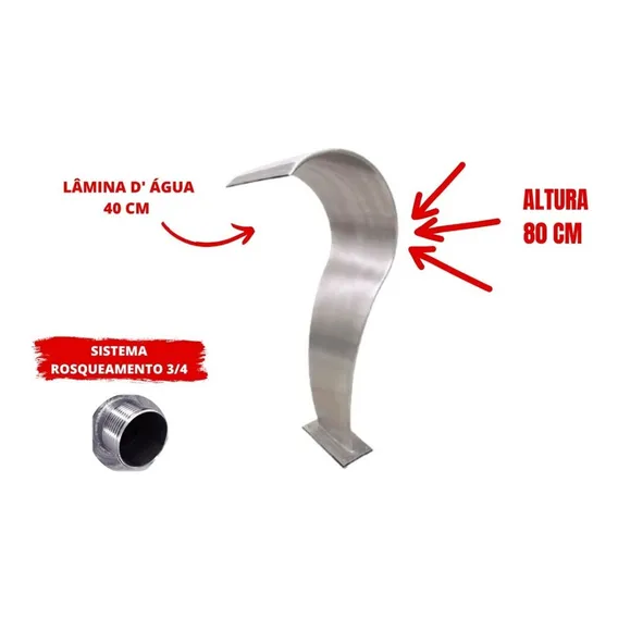 Cascata Piscina 80cm Inox 304 Sistema 3/4 + Brinde Foto 1