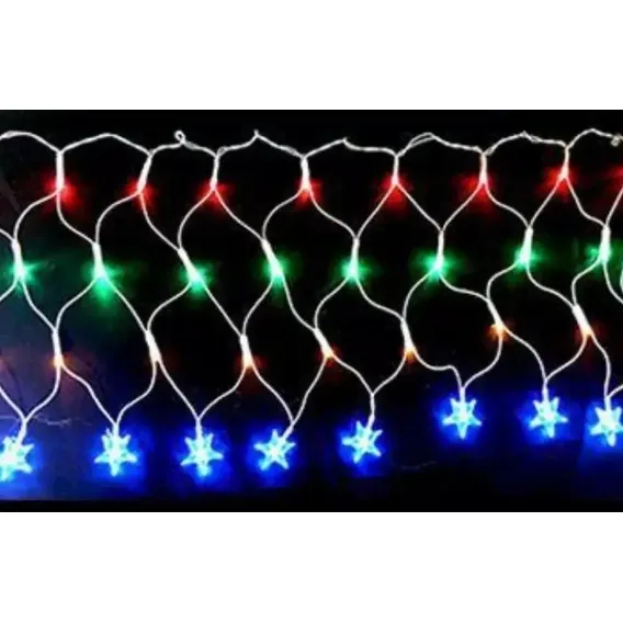 Cascata Rede De Led Com 120 Leds Com Estrela Na Ponta 8f Colorido 110 V Foto 1