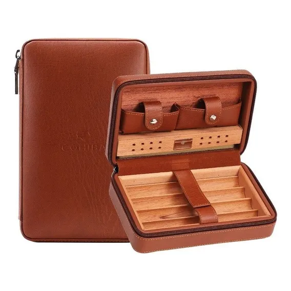 Case Umidor De Charutos Cohiba Viagem Cedro + Cortador Kit Foto 1