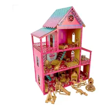Casinha Boneca 36 Moveis Com Parquinho Desmontados Foto mini 1
