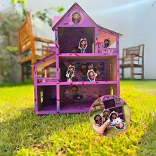 Casinha Boneca Desenho Tematica Mdf 43x33cm Casinha Magica Cor Lilás Foto mini 4