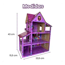 Casinha Boneca Desenho Tematica Mdf 43x33cm Casinha Magica Cor Lilás Foto mini  3
