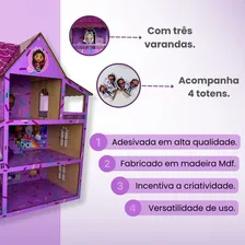 Casinha Boneca Desenho Tematica Mdf 43x33cm Casinha Magica Cor Lilás Foto mini  2