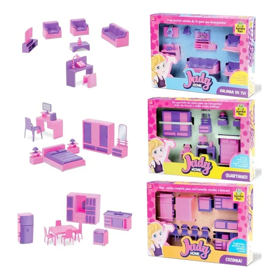Casinha Boneca Quarto + Cozinha + Sala Brinquedo Menina Judy Foto 1