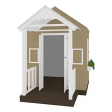 Casinha Brinquedo Mdf Com Varanda Artesanal Branco/bege Casinha De Brinquedo Foto mini  3