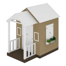 Casinha Brinquedo Mdf Com Varanda Artesanal Branco/bege Casinha De Brinquedo Foto  mini 1