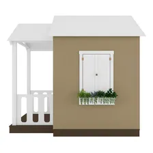 Casinha Brinquedo Mdf Com Varanda Artesanal Branco/bege Casinha De Brinquedo Foto mini 4