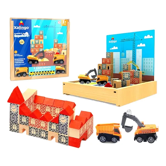 Casinha De Montar Brincando Engenheiro +2 Carrinhos Xalingo Foto 1