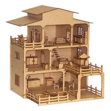 Casinha Para Bonecas Kit Mansão + 35 Miniaturas De Moveis Foto  mini 1