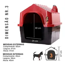 Casinha Para CĂŁes Com ChaminĂ© Durapets NÂș3 - Vermelha Foto mini 2