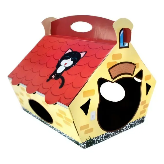 Casinha Para Gatos Cat House Brinquedo Para Gatinho Catmypet Cor Amarelo Foto 1