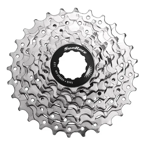 Cassete Bike Sunrace R86 8v 11-28dentes Cor Prateado Foto 1