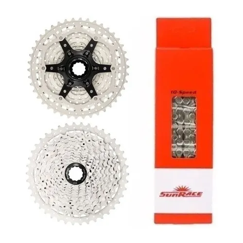 Cassete Catraca K7 Sunrace Ms3 10v 11x42 + Corrente 10v 116l Cor Prata Foto 1
